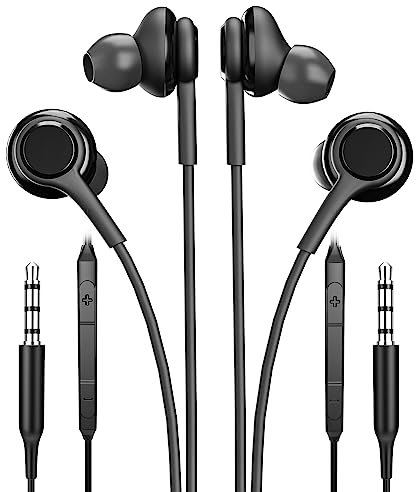 In Ear Wired Headphones with 3.5mm Jack(2Pack)for compatible for Samsung Galaxy Phones Noise Cancelling Headset with Microphone Gaming Laptop Android PC Music Audio Corded Plug Noise Cancelling ej-10