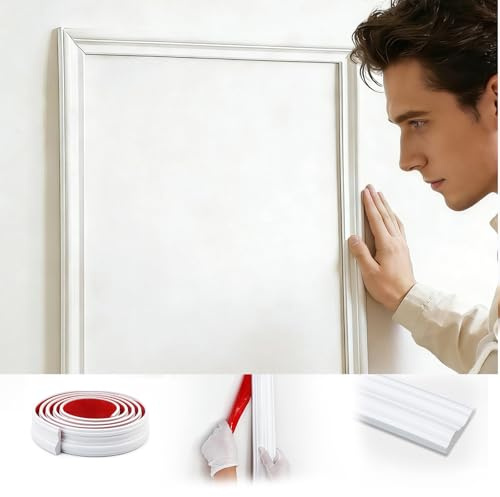 Self-Adhesive Wall Moulding Trim, Peel and Stick 3D Chair Rail Panel Molding for DIY Home Decor,Wall Protection Flexible Mirror Frame, Door Trim (3.2 x 300cm)