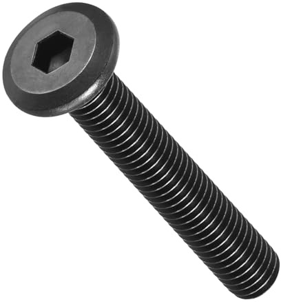 METALLIXITY Flat Head Hex Socket Cap Screws Bolts(M8-1.25x50) 10Pcs, Steel Hex Socket Furniture Bolts Screws - for Furniture Woodworking Project, Black | Steel Hex Socket Furniture Bolts Screws - for Furniture Woodworking Project Black