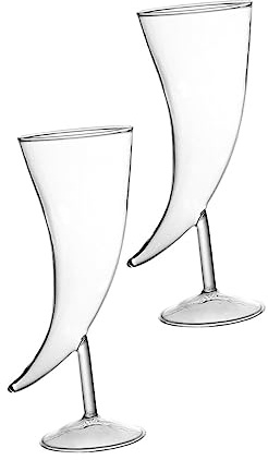 LIFKOME 2 pezzi Bicchieri da Vino Resistenti per Feste Design Corno Vetro e Compatto per Cocktail e Decorazione Tavola