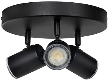 EGLO Deckenlampe 3-flammig Consuma 1 runder Deckenstrahler | für Wohnzimmer und Badezimmer, Deckenleuchte mit 3 Spots, Stahl in Schwarz, GU10 Fassung, IP44
