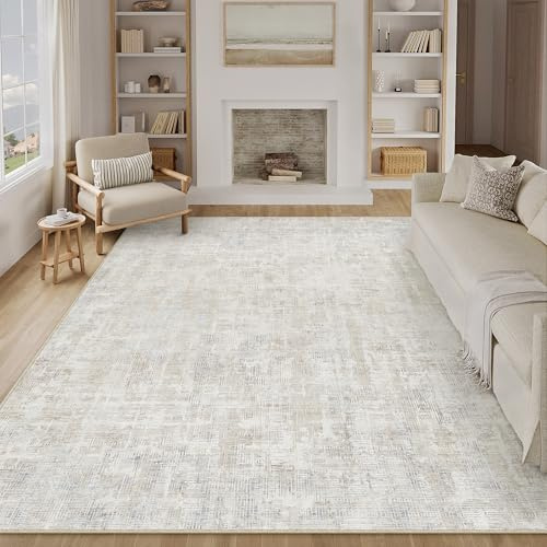 PureCozy Vardagsrum Matta 200x300cm Beige Tvättbar Halkfri Stor Mattor Modern Abstrakt Golvmatta Sovrum Matsal Kontor Barnrum Rug Inomhusbruk Kort Lugg Sovrumsmatta