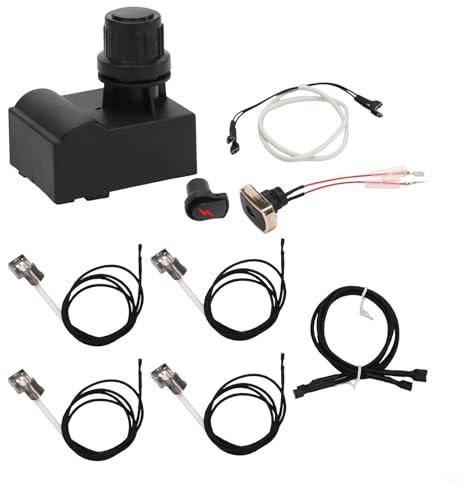 Zilimontt Kit di accensione per griglia Charbroil Commercial Series, modulo di accensione elettronico con pulsante e 4 fili, struttura in metallo per una facile installazione e (4 uscite)