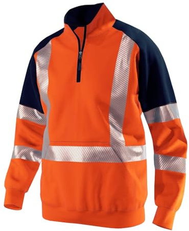 RUMAOZIA Warnschutz Sweatshirt Herren Mit Viertelreißverschluss Warnschutzjacke Herbst Winter Warnjacke Contrast Reflective Pullover Winddichte Warm Arbeitsjacke Bequeme Arbeitspullover