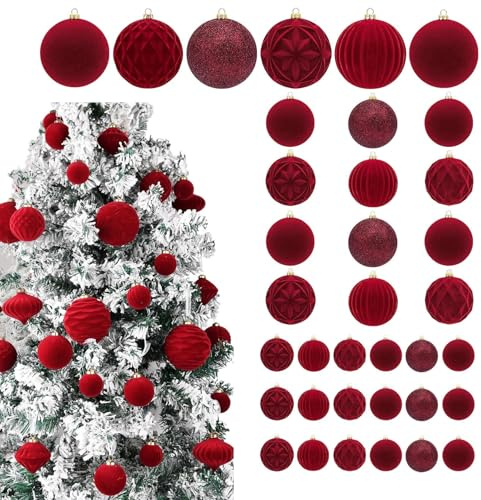 Yplkm De Bolas De Navidad, 36 Piezas Decoraciones Navideñas De Terciopelo Irrompibles, De Bolas para Guirnalda Y Árbol, para Casa Fiesta Sala De Estar Jardín Porche Interior Exterior Árbol De Navidad