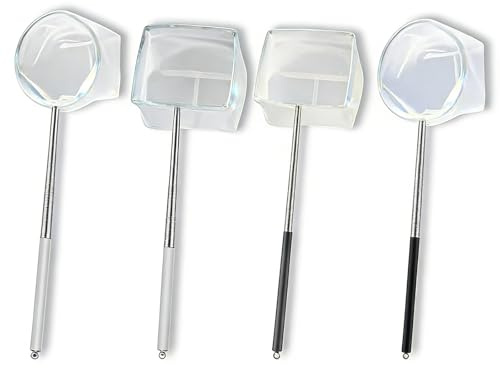 4 Kescher Aquarium, Aquarium Kescher Klein Für Kleine Fische Und Garnelen, Praktisches Set Zur Reinigung Und Pflege Von Aquarien Und Kleinen Teichen