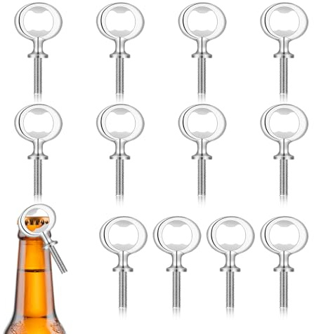 12 Stück Flaschenöffner Rohling, Bierflaschenöffner Set Metall Gewinde Bieröffner Einsätze Kits Bierkorkenzieher für Hochzeit Startseite Kneipe Outdoor DIY