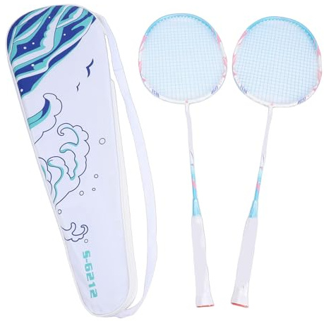 Keenso Badmintonschläger-Set, Hochfestes Carbon-Verbundmaterial mit Erweitertem Sweet Spot und Elastischem PU-Schaumstoffgriff mit Geräumiger Badminton-Tasche