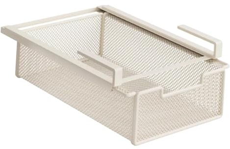 MCMUZKZS Cesta Extraíble para Almacenamiento Debajo del Estante, Organizador de Almacenamiento de Malla de Alambre, Organizador de Cesta de Alambre Portátil Pa, Blanco, Individual