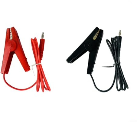LatoYard Verbindungskabel für Elektrozaun, 1 m, mit Clips für Vieh-Ladegerät, Netzteil, Erdungssystem, Schwarz / Rot, 2 Stück