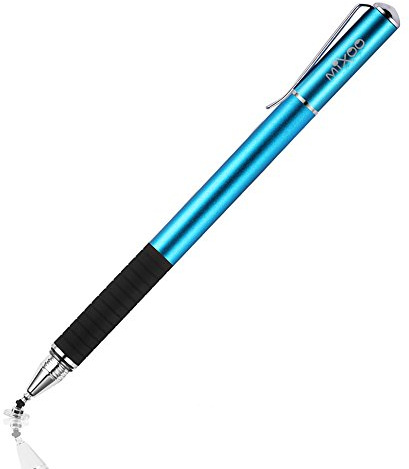 Mixoo 2-in-1 High Precision Stylus (Disc & Fiber Tips 2 in 1 Series), Extra with 3 Replaceable Tips, Compatible with Capacitive Touch Screen Devices (Blue)