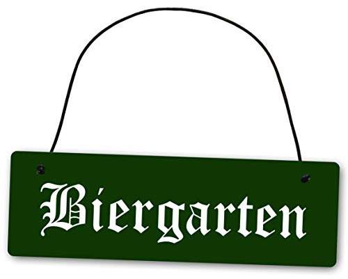 Homeyourself Metallschild Biergarten 25 x 8 cm aus Alu Verbund (Alu, Kunststoff) für In- und Outdoor Deko Schild Dekoschild Wandschild außen und innen