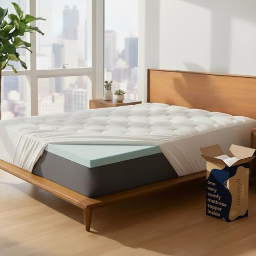 ViscoSoft 2-Inch Memory Foam Mattress Topper Full – Reflex Cooling Gel Pad with Removable Washable Cover – CertiPUR-US & Oeko-TEX Certified