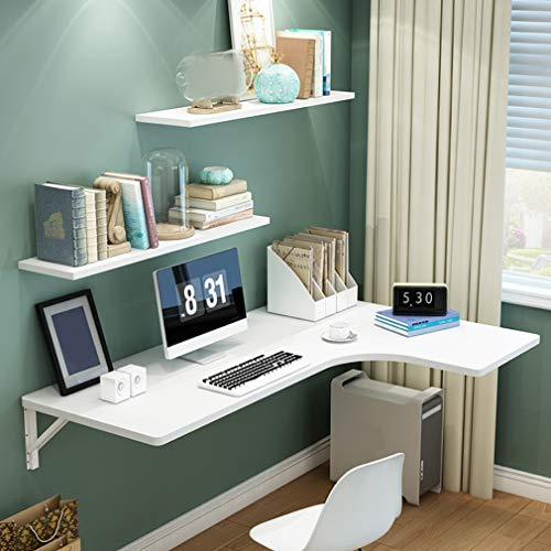 Tavolo Pieghevole in Legno Sospeso a Muro,Scrivania per Computer Multifunzione ad Angolo per Casa,Tavolo da Pranzo per Cucina,Banco da Lavoro,10 Dimensioni,con Accessori (100x70x50cm/39x28x20in)
