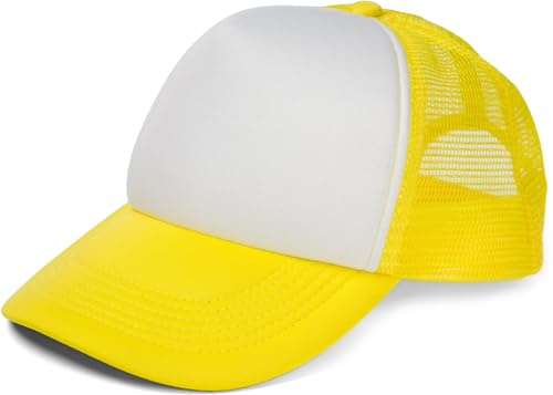 styleBREAKER nätkeps med 5 paneler, truckerkeps, baseballkeps, justerbar, unisex 04023007, Vit gul, En Storlek