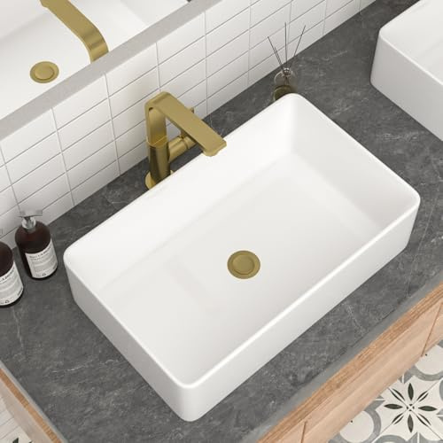 Mocoloo Bathroom Vessel Sink Rectangular 21X14 Modern Rectangle Countertop Vessel Sink White Porcelain Ceramic Lavatory Vanity Sink Above Counter Basin