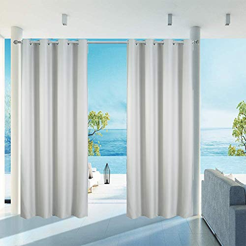 MINGPINHUIUS Outdoor Vorhang wetterfest, Outdoorvorhänge Sonnnenschutz und Sichtschutz, Outdoor Vorhang Winddicht Blickdicht für Pavilion Balkon Garten Patio (Milchweiß, 1er Set/ 132 X 275 cm)