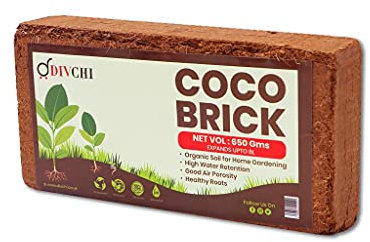 DIVCHI COCO BRICK 650g (8L) | ORGANIC | COCONUT FIBRE | 100% NATURAL | REPTILE FRIENDLY | PLANTING COCO SOIL | PH STABLE GROWING COMPOST I HIGH MOISTURE RETENTION I HEALTHY AERATION