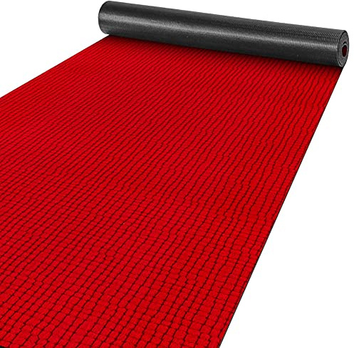 ANRO Teppich Läufer Flur Küchenteppich Schmutzfangmatte Sauberlaufmatte rutschfest Velours Rot 65x300cm Modern