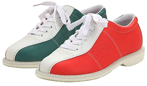 ZHENSI Chaussures De Bowling Hommes Femmes Cuir Chaussures De Bowling Légères Amortissement Résistant À l'usure,Rouge,42 EU