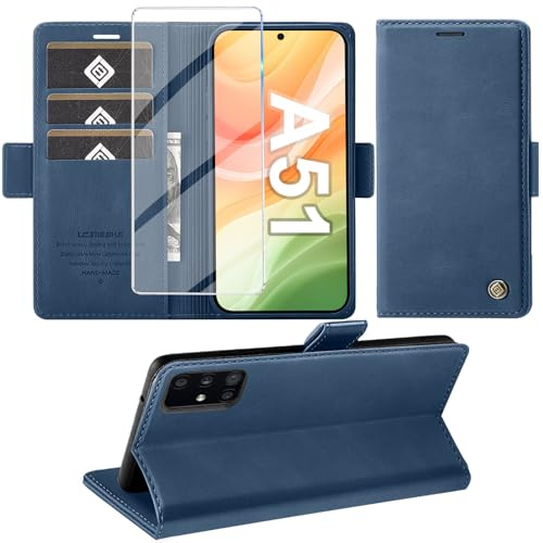 Giyer Handyhülle für Samsung Galaxy A51 4G Hülle mit Schutzfolie, Galaxy A51 4G Hülle Wallet Leder Kartenfach Standfunktion Schutzhülle für Samsung A51 4G Hülle Flip Case Cover Klapphülle…