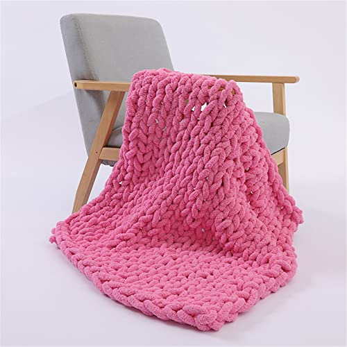 GLITZFAS Gestrickte Decke Grob Kuscheldecke Grobstrick Wolldecke Strickdecke Tagesdecke Überwurf Decke Zuhause Dekor Geschenk fürs Sofa Tagesdecke (Purpur Rosa,120 * 150cm)