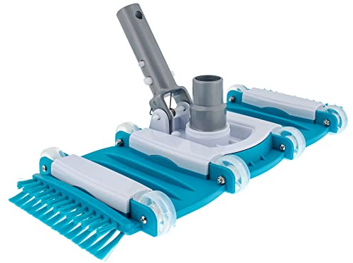 U.S. Pool Supply Professional 16 Weighted Flexible Swimming Pool Vacuum Head with Side Brushes, Swivel Hose Connection, EZ Clip Handle - Heavy Duty, Clean Floor Debris, Connect 1-1/4 or 1-1/2 Hose