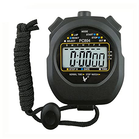 Digitale Stoppuhr Timer, Single Lap 2 Split Memory Stoppuhr mit Datum Uhrzeit und Alarmfunktion, wasserdichte elektronische Stoppuhr für Fußball, Basketball, Laufen