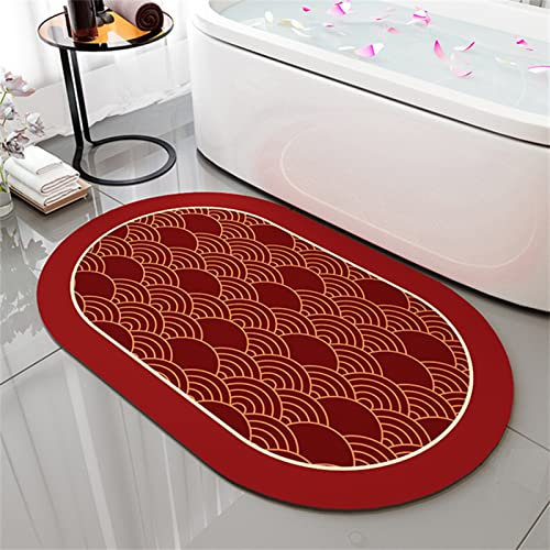 Heeboode Badematte Rutschfester Badezimmerteppich Absorbierender Badteppich 90x120cm Duschmatte Schnelltrocknende Badematte Home, Badvorleger rutschfest Waschbar, Bad Teppiche Badezimmermatte Rot