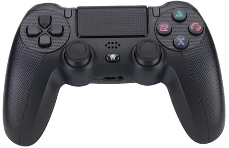 NK Wireless Controller für PS4 / PS3 / PC/Mobile - Wireless Controller mit Vibration, 6-Achsen-Erkennungsfunktion, LED-Licht, Touchpanel, Kopfhörerbuchse, inkl. Ladekabel - Schwarz