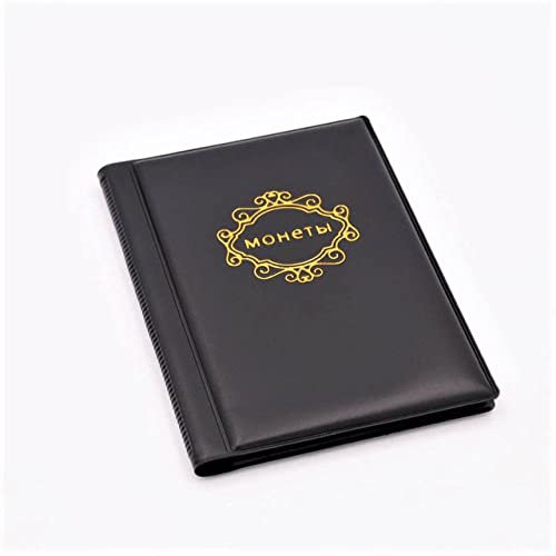 Münzalbum aus PU-Leder, 10 Seiten, 120 Taschen, Münzalbum für Münztaschen, Gedenkmünze, Medaillons, Abzeichen, Sammelbuch, Schwarz