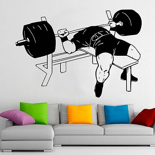 WEIMEIJIE Bodybuilding Wandapplikation Muskeltraining Fitness Übung Langhantel Workout Fitnessstudio Innendekoration Vinyl Fensteraufkleber 57x80 cm