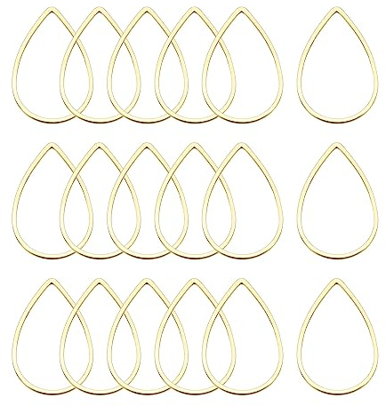 sourcing map Tropfen Bördeln Reifen Verbindung Hohle Offene Lünette Charme Verknüpfung Ringe 14x22mm Messing Ton für Ohrring Schmuck Herstellung Pack von 20