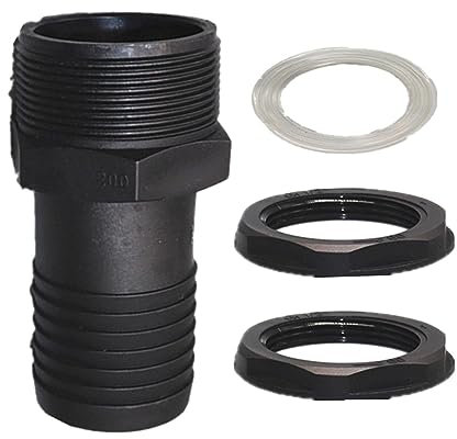 Folpus Boquilla de Manguera de Barril de Lluvia Conducto de Barril Rosca Externa Junta de Base de Barril Conector rápido Conducto de Tanque IBC Apertura de, 50MM