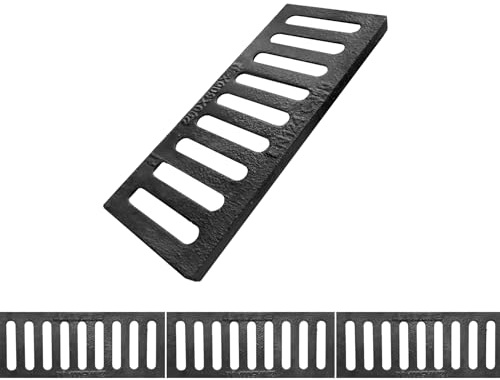 Natotela B125 Ductile Iron Driveway Channel Drain Grate-20x8 in. Metal Trench Drain Grates,3 Pack Garage Length,Heavy Duty Channel Drainage Grates for Garage,Factory,Parking Lot,Commercial Zone