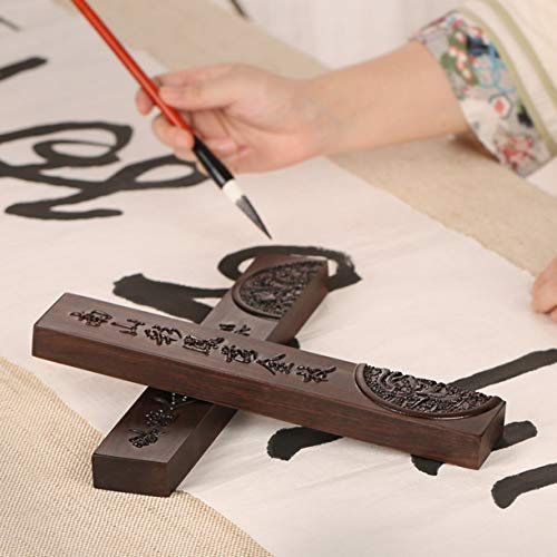 ZHONGJIUYUAN Schwarzes Sandelholz-Lineal, 2 Stück, 30,5 cm, schwarzes Catalpa-Holz, chinesische Kalligraphie, Briefbeschwerer, Holz, Papierbeschwerer, Kalligraphie