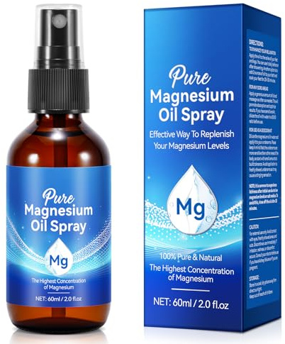 Magnesium Spray, Magnesium Oil for Feet, 100% Pure & Natural Organic Magnesium Oil Spray Glass Bottle, Easy to Absorb & Use, Magnesium Oil Spray for Sleep