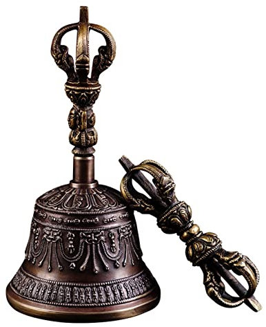 ALturN Meditationsglocke, tibetische Handglocke, bringt EIN einzigartiges dekoratives Element in Ihren Raum, wenn sie auf einem Tisch, Schreibtisch oder Regal ausgestellt Wird(16cm)