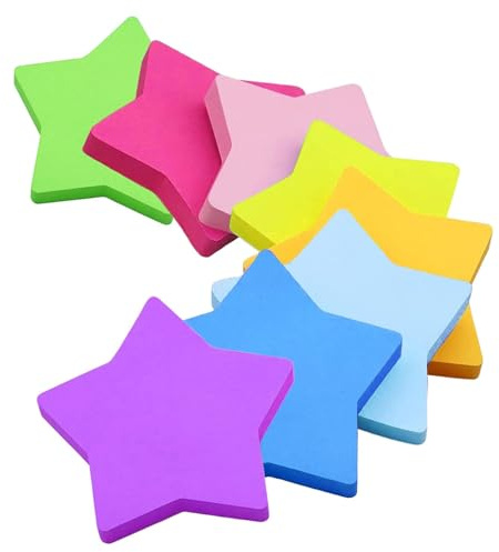Set di 8 fogli adesivi a forma di stella, autoadesivi, per appunti, ufficio, studenti, regalo di compleanno, Natale
