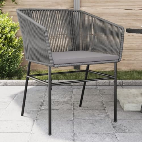 qohoio Gartenstühle 2 STK. mit Kissen GartenstüHle Gartensessel Outdoor Garten StüHle Terassenstuhl Grau Poly Rattan - 369104