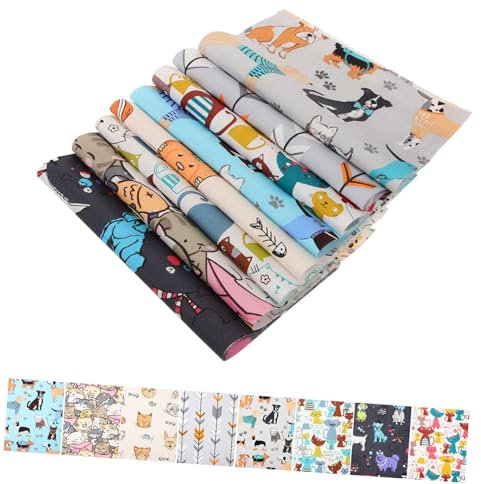 HOODANCOS 40stücke Teiliges Patchwork-stoffpaket Mit Niedlichem Katzen-Druck Vielseitiger Und Praktischer Baumwollstoff Für DIY-Handwerk Hautfreundlich Grün-rosafarbene Stoffe Zum Nähen Quil