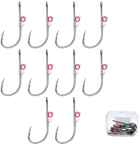 10Pcs Live Gamberetti Gancio Da Pesca Spinato con Foro Baitholder in Acqua Salata - Attrezzatura Da Pesca