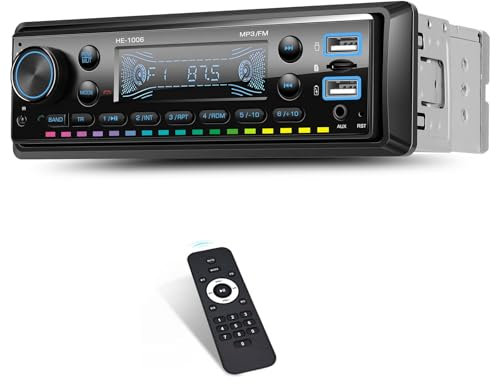 1 Din Autoradio mit Bluetooth, Single Din Media Player mit FM-Radio, MP3-Player drahtlose Bluetooth Musik/Anruf USB/AUX/TF-Karte 7 Farbe Taste Licht Fernbedienung