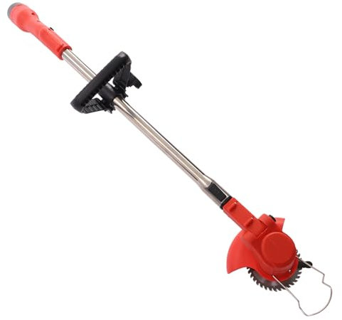 600W Akku Rasentrimmer, 10000RPM Teleskop Rasenkantenschneider mit 5 Kunststoffklingen und Grasklappe, Einstellbare Länge 90-120cm, Freischneider für Gartenrasen
