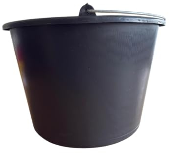 Baueimer 20L Schwarz Profiline Robuster Allzweck-Kübel mit Liter-Skala - Mörteleimer, Zementeimer, Putzeimer, Kunststoffeimer, Eimer