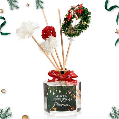 WEILAOK Christmas Diffuser, Christmas Reed Diffuser, Long-Lasting Fragrance Reed Diffusers for Home, Suitable for Home, Office, Bedroom, North of the Cedars, 120ml