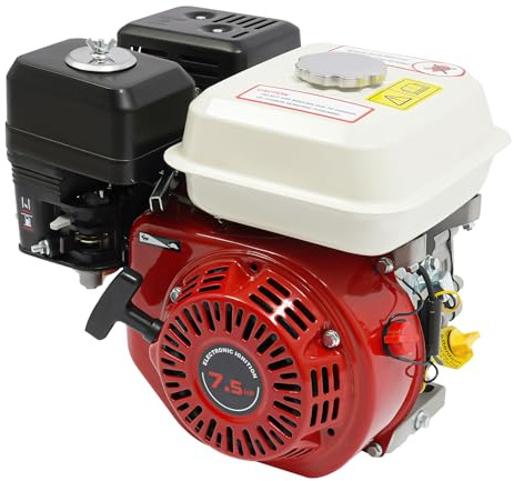 Motor de gasolina OHV de 7,5 CV, 4 tiempos, 215 ml/9,09 oz, cigüeñal de 20 mm, motor industrial con arranque de cuerda para limpiador de alta presión, leñadora, go-kart, placa vibratoria, generador