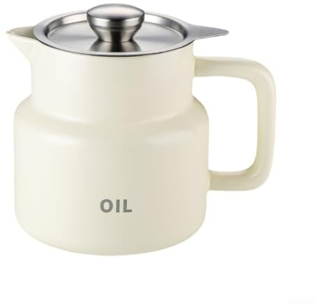 1 collecteur de graisse de 5 L avec écran à maille fine en acier inoxydable, récipient de stockage d'huile non enduit pour cuisines, dispose d'un couvercle et d'un plateau anti-goutte pour éviter le
