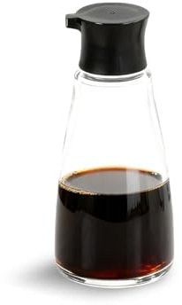 Roucerlin 2 Packs 9.6 OZ Glass Soy Sauce Dispenser Cruet Containers Set, Olive Oil and Vinegar Bottles with Spout for Kitchen Cooking Salad Seasoning Dressing Barbecue (1)