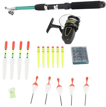 KIMISS Kit Combinato Mulinello da Pesca - Set Portatile di Canne in Carbonio con Mulinello e Accessori per la Pesca in Acqua Dolce e Salata